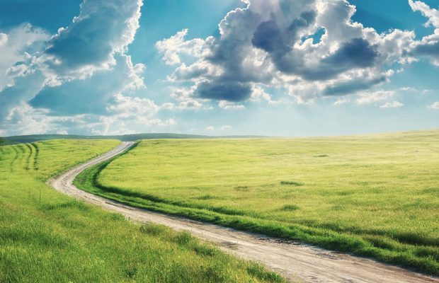 A track running away across open ground